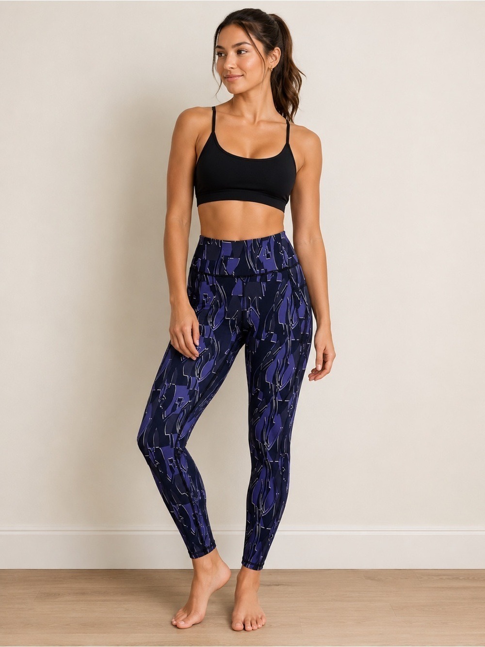 Sweaty Betty Zero Gravity Running Leggings Black Purple Print XS 27”